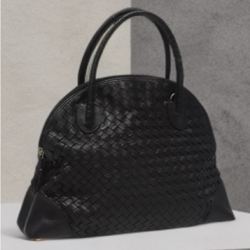BOTTEGA VENETA INTRECCIATO Hand Bag Leather Black Auth 112097